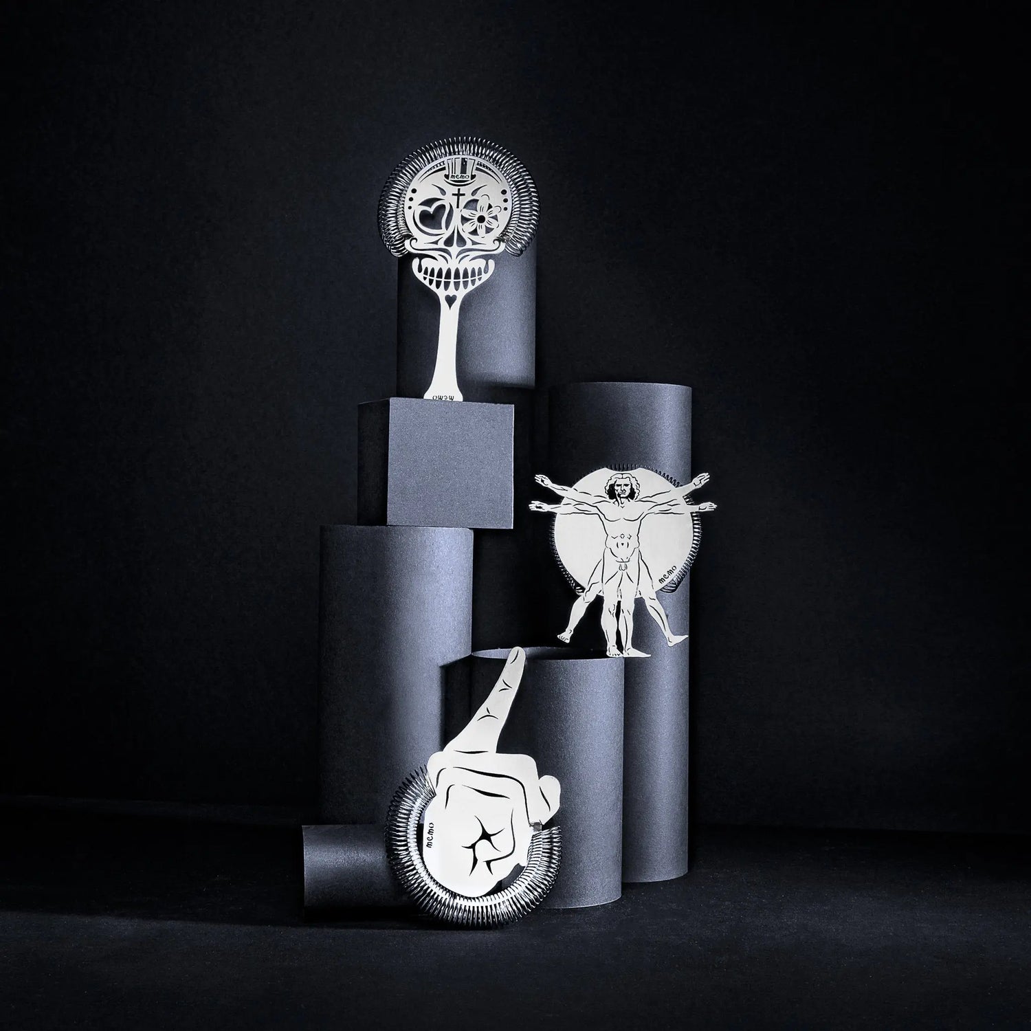 Italian handcrafted cocktail strainers with unique artisan designs - Premium stainless steel bar strainers made in Italy